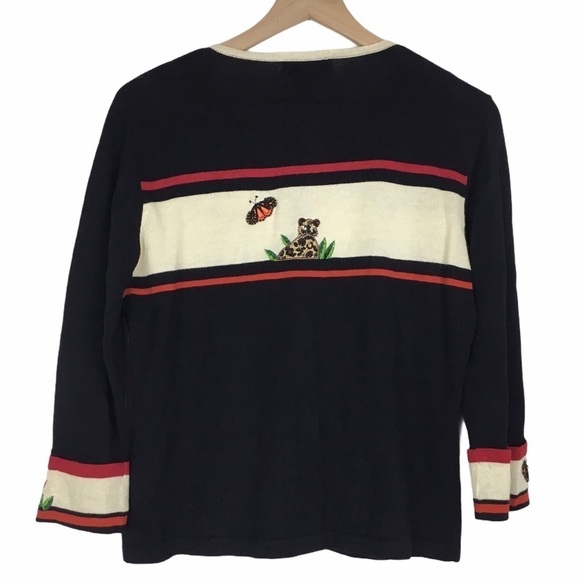 VINTAGE Cardigan Sweater Jack B Quick Animals Beaded Jungle Theme Size Medium - Picture 11 of 15